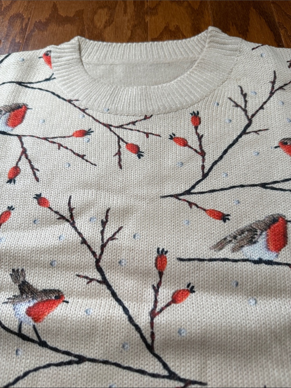 Robin & Berry Branch Print Lightweight Knit Sweater | Soft Fall Winter Pullover - Picture 6 of 9